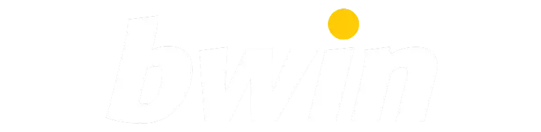 Logótipo da «bwin» em letras brancas em negrito sobre um fundo preto, com um ponto amarelo acima da letra «i». O design transmite um tom moderno e dinâmico
